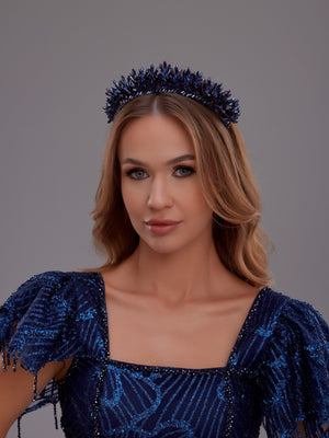 Elegant Braut Kristallkrone – Stein und mit Kristallperlen Hochzeits-Haaraccessoire