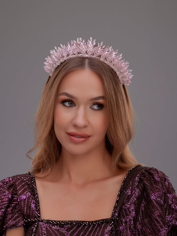 Elegant Braut Kristallkrone – Stein und mit Kristallperlen Hochzeits-Haaraccessoire