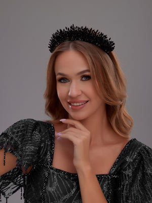 Elegant Braut Kristallkrone – Stein und mit Kristallperlen Hochzeits-Haaraccessoire