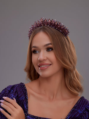 Elegant Braut Kristallkrone – Stein und mit Kristallperlen Hochzeits-Haaraccessoire