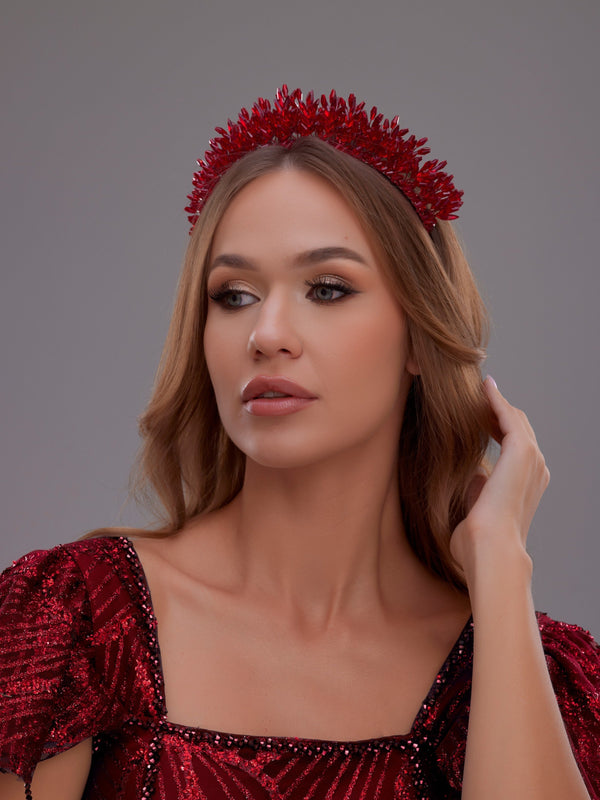 Elegant Braut Kristallkrone – Stein und mit Kristallperlen Hochzeits-Haaraccessoire