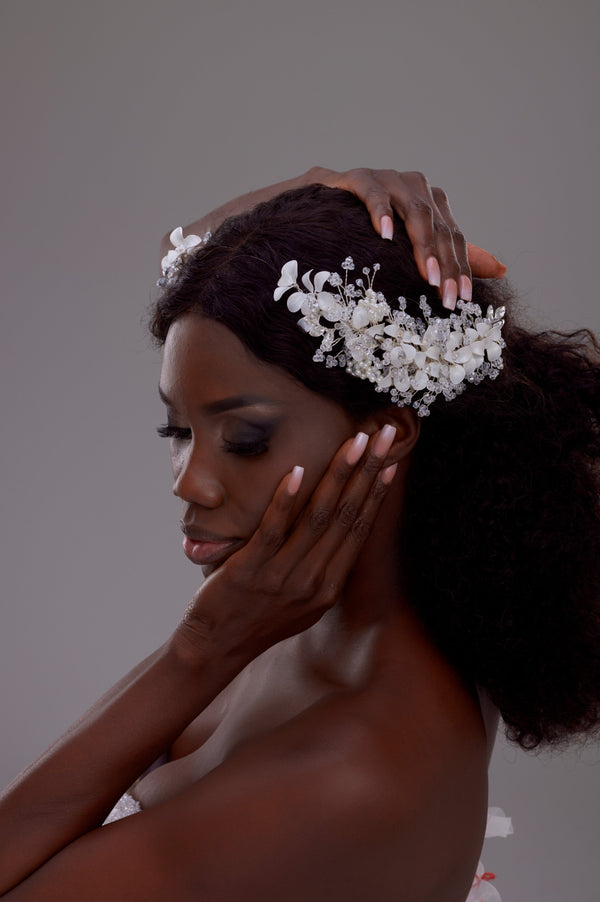 2-teilig mit Blumen Braut-Haaraccessoire Set – Kristall Perlen, Silber beschichtet Draht Haar Accessoires, Bräute für elegant Haar Schmuck