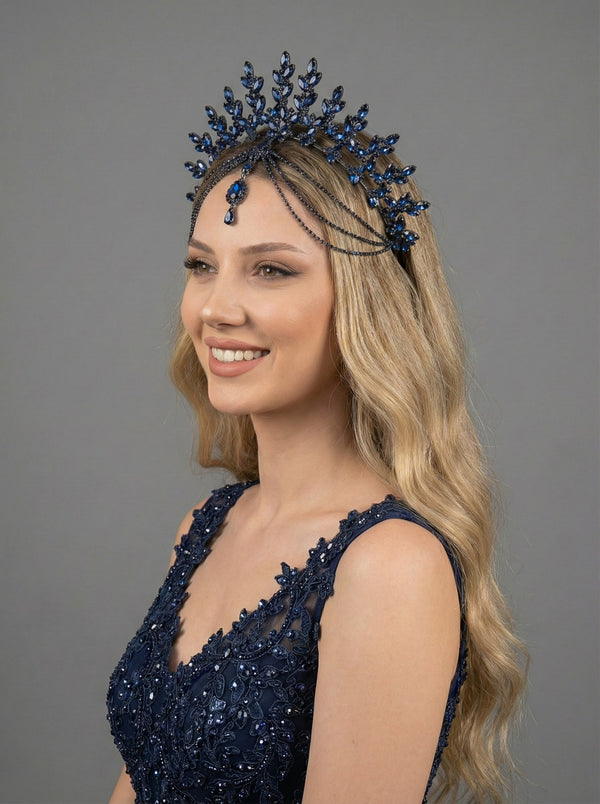 Funkelnd Kristall-Brautkrone – 7 Farb mit Option pure Eleganz