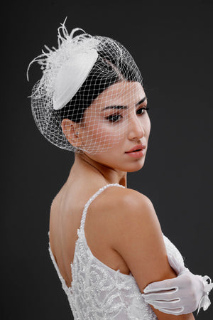 Vintage im französischen Stil Hut – Netz-Tüll elegant mit Details Design