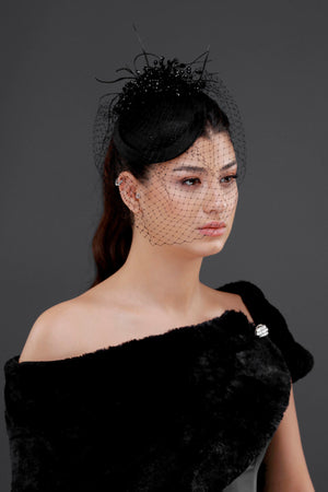 Vintage im französischen Stil Hut – Netz-Tüll elegant mit Details Design