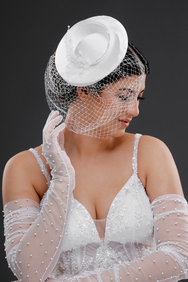 Vintage im französischen Stil Voilette-Hut – mit Netzdetail elegant Braut Accessoire