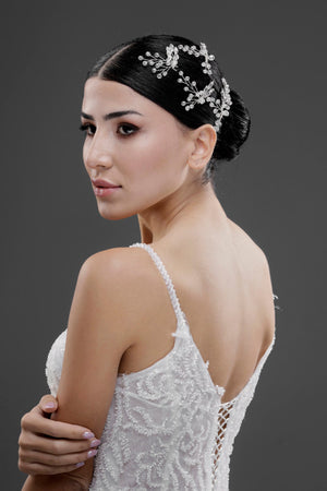 Kristall mit Zweigen Haaraccessoire – elegant & funkelnd Braut Haarspange