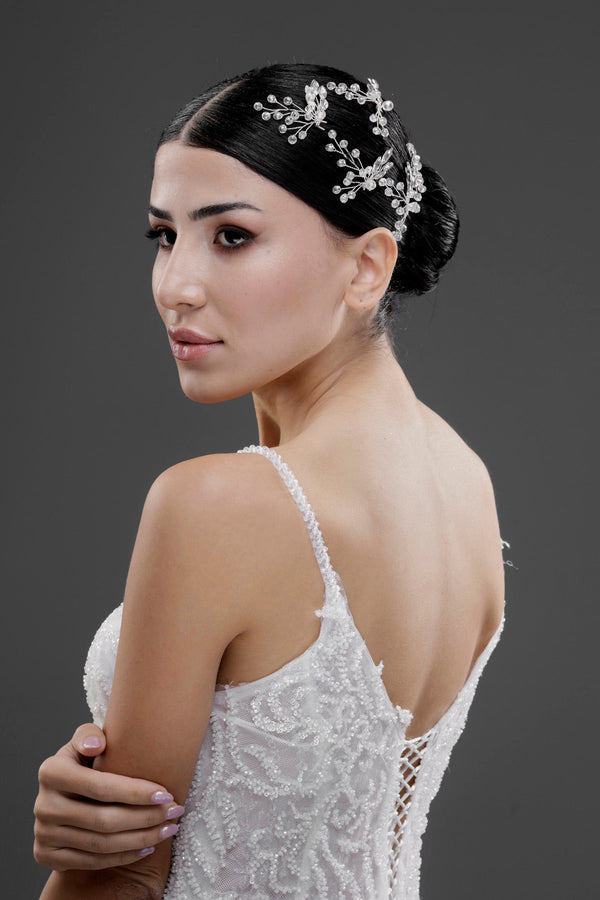 Kristall mit Zweigen Haaraccessoire – elegant & funkelnd Braut Haarspange