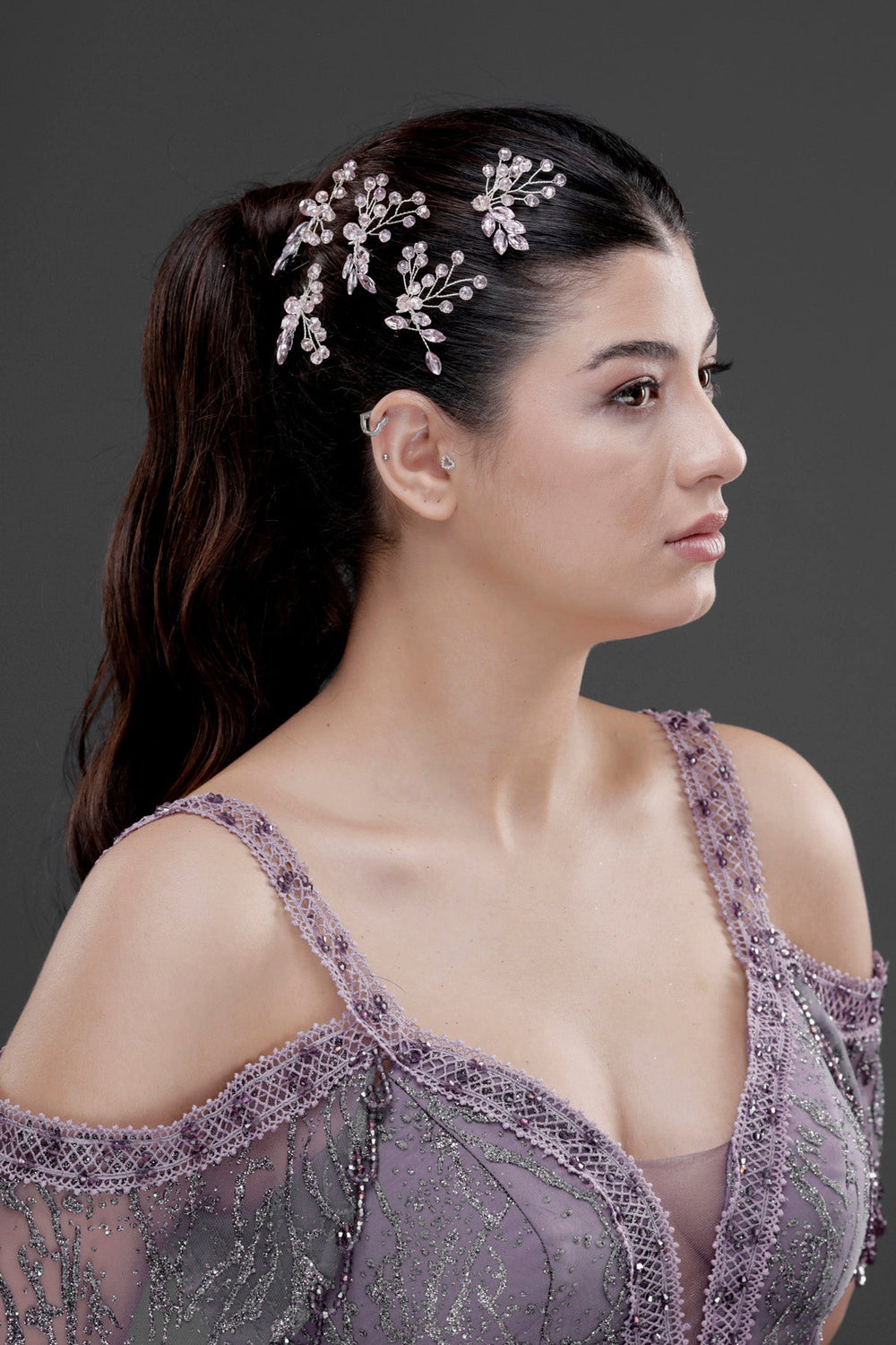 Kristall mit Zweigen Haaraccessoire – elegant & funkelnd Braut Haarspange