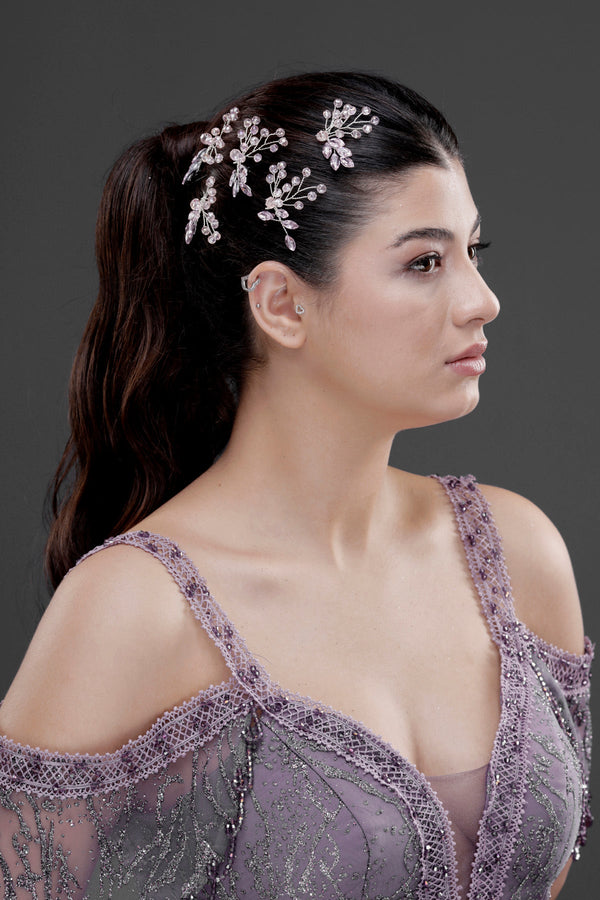 Kristall mit Zweigen Haaraccessoire – elegant & funkelnd Braut Haarspange