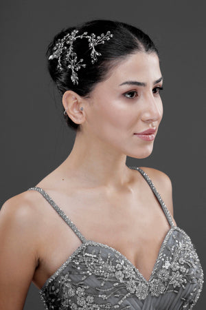 Kristall mit Zweigen Haaraccessoire – elegant & funkelnd Braut Haarspange