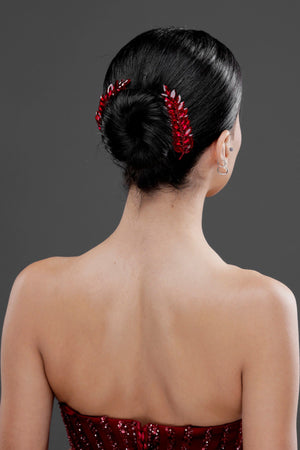 Minimalistisch Kristall mit Blattdetails Braut-Haaraccessoire