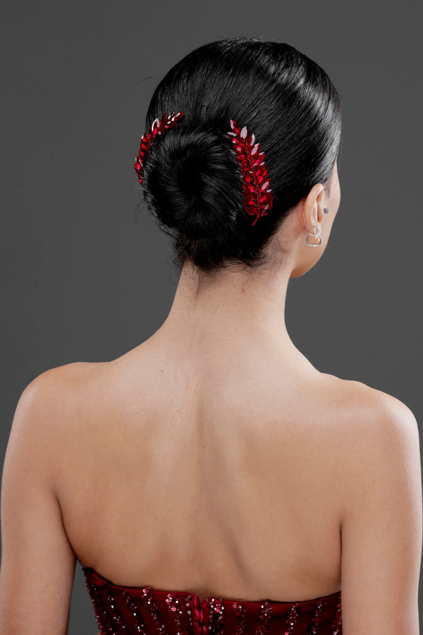 Minimalistisch Kristall mit Blattdetails Braut-Haaraccessoire