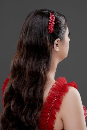 Minimalistisch Kristall mit Blattdetails Braut-Haaraccessoire