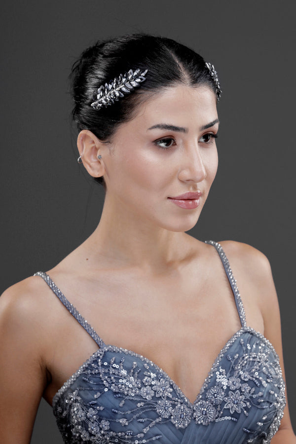 Minimalistisch Kristall mit Blattdetails Braut-Haaraccessoire