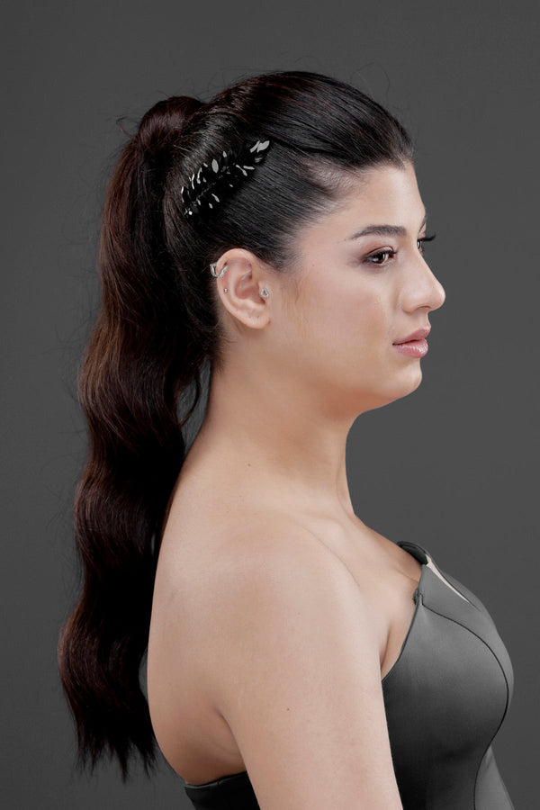 Minimalistisch Kristall mit Blattdetails Braut-Haaraccessoire