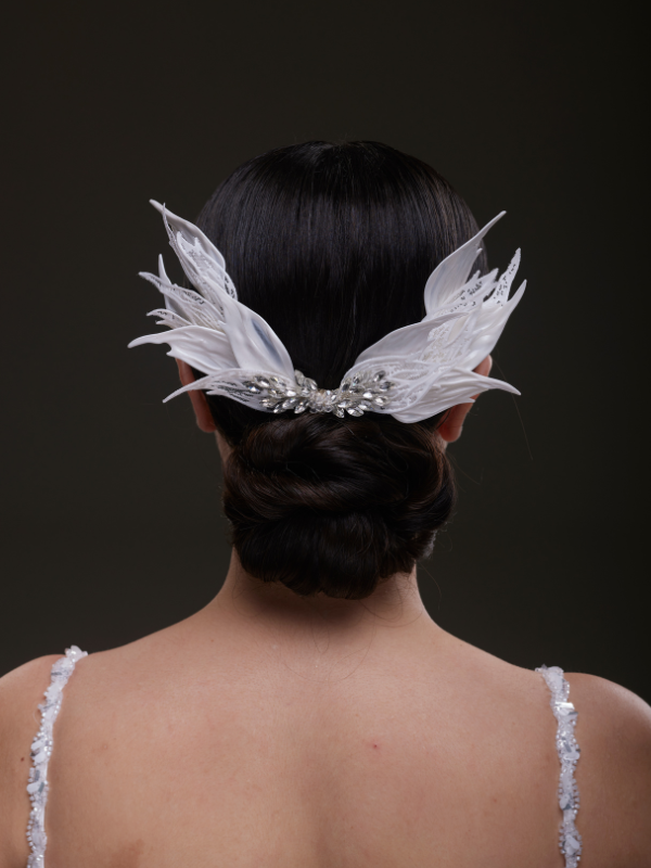 Flügelförmig Weiß Braut-Haaraccessoire