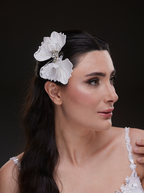 Kristall und Spitze Drahtdetails seitlich mit Spange Modell