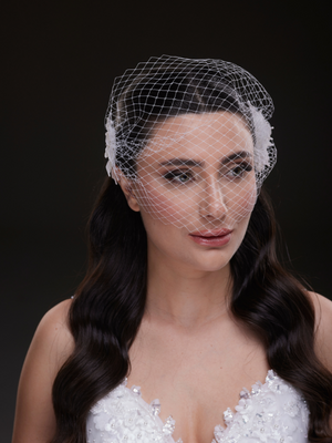 Vintage-Stil Kafes Tüllü Braut-Haaraccessoire – mit Blumendetails Standesamt Filesi