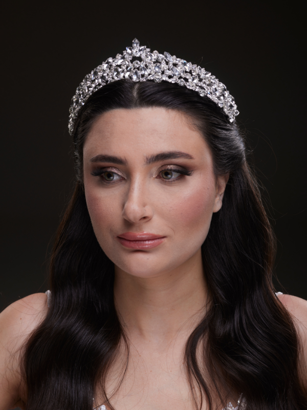 Mit Kristallsteinen funkelnd Brautkrone im Königinnen-Stil elegant Hochzeits-Haaraccessoire
