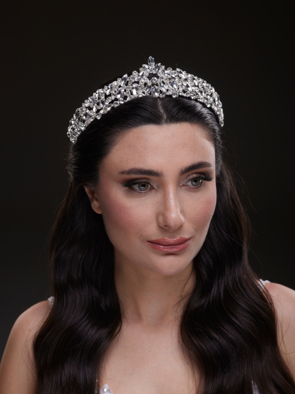 Mit Kristallsteinen funkelnd Brautkrone im Königinnen-Stil elegant Hochzeits-Haaraccessoire