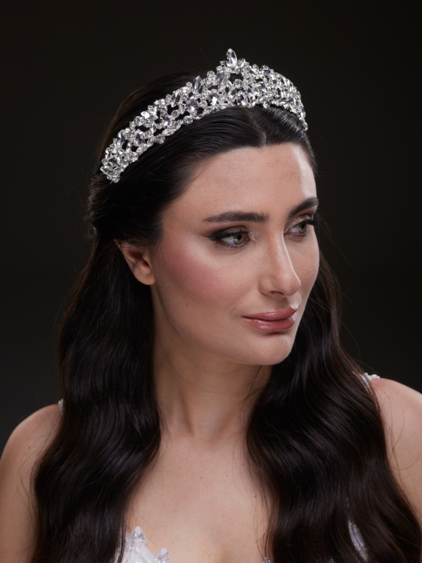 Mit Kristallsteinen funkelnd Brautkrone im Königinnen-Stil elegant Hochzeits-Haaraccessoire