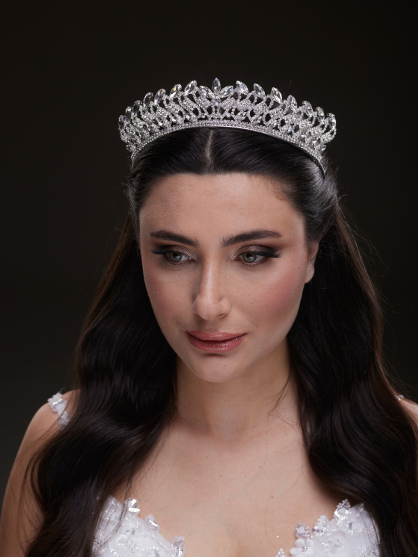 Mit Kristallsteinen funkelnd Brautkrone im Königinnen-Stil elegant Hochzeits-Haaraccessoire