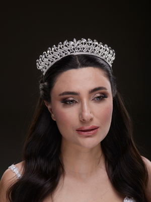 Mit Kristallsteinen funkelnd Brautkrone im Königinnen-Stil elegant Hochzeits-Haaraccessoire