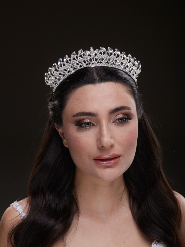 Mit Kristallsteinen funkelnd Brautkrone im Königinnen-Stil elegant Hochzeits-Haaraccessoire