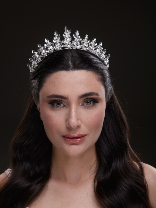 Kristall mit Blattmotiv funkelnd Brautkrone elegant Hochzeits-Haaraccessoire
