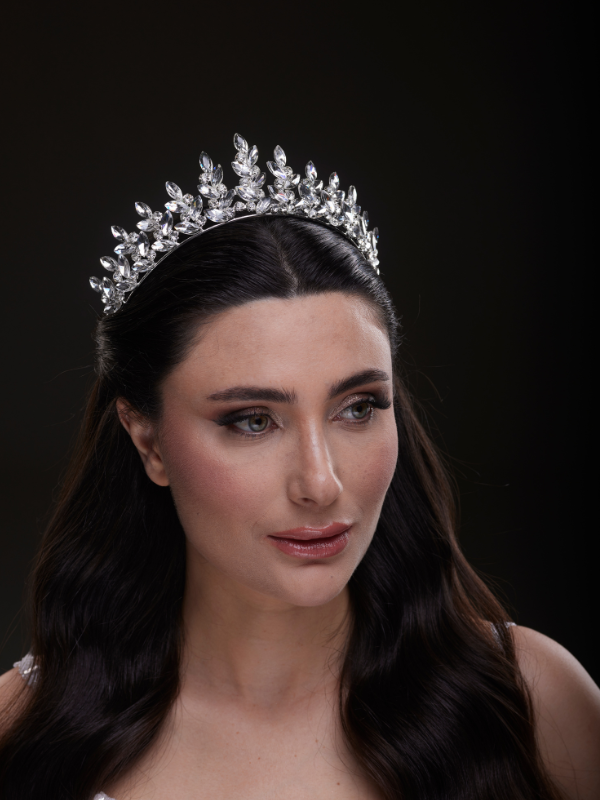 Kristall mit Blattmotiv funkelnd Brautkrone elegant Hochzeits-Haaraccessoire
