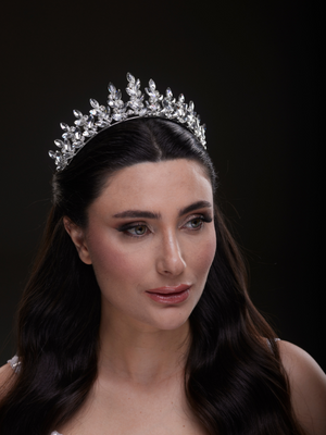 Kristall mit Blattmotiv funkelnd Brautkrone elegant Hochzeits-Haaraccessoire