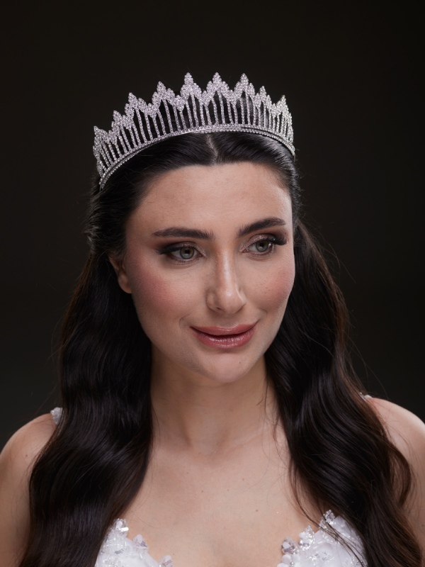 Großes Modell mit Kristallsteinen Brautkrone funkelnd Königinnen Hochzeits-Haaraccessoire
