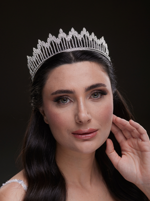 Großes Modell mit Kristallsteinen Brautkrone funkelnd Königinnen Hochzeits-Haaraccessoire